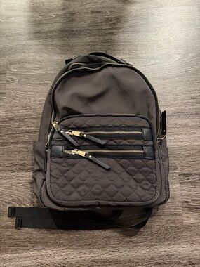Quilted Black Backpack with Gold Hardware